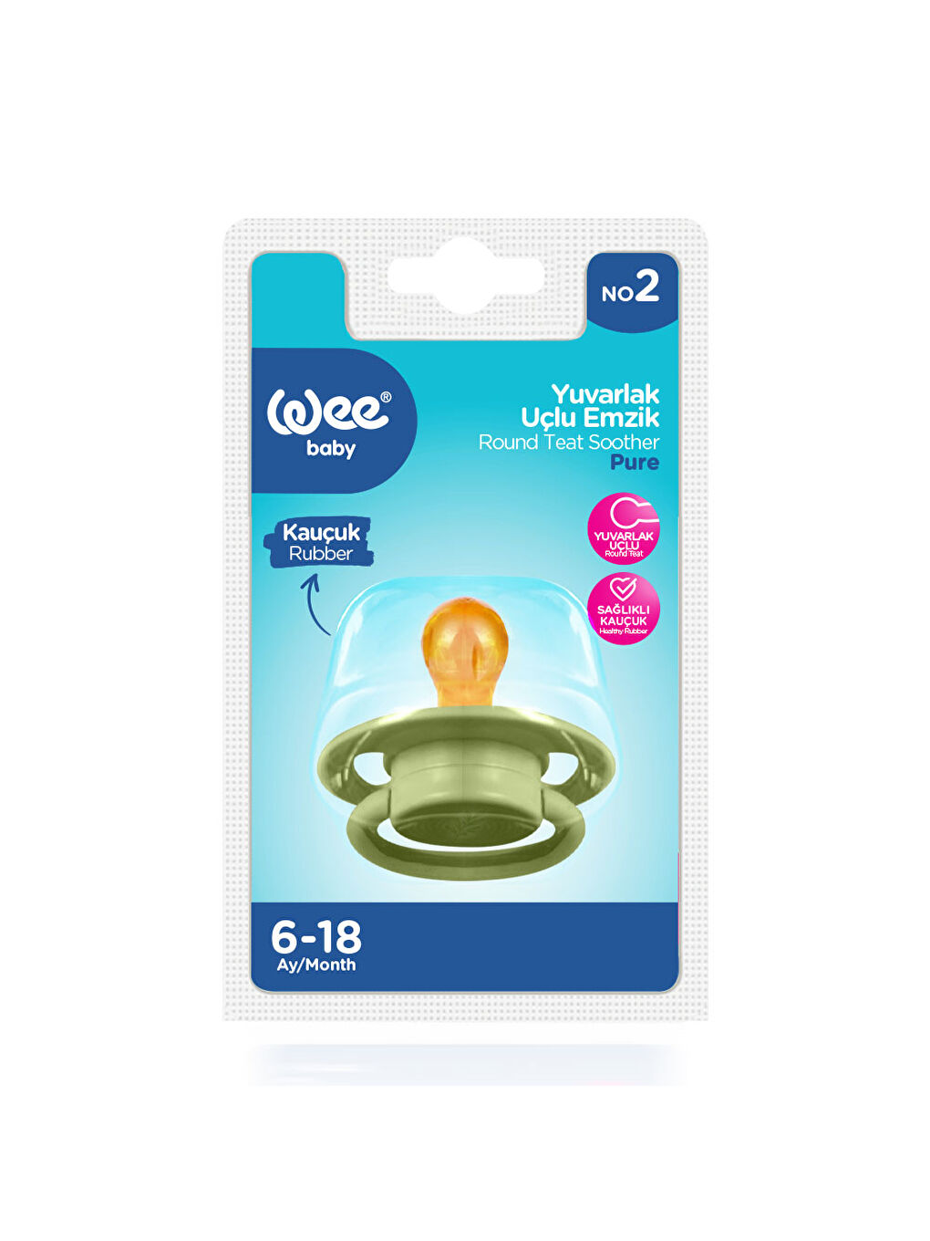 Pure Yuvarlak Uçlu Kauçuk Emzik No:2 - YEŞİL-3