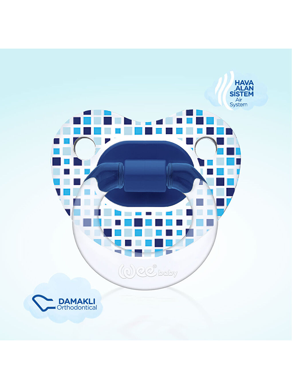 Şeffaf Desenli Damaklı Emzik No:2 - MAVİ-2