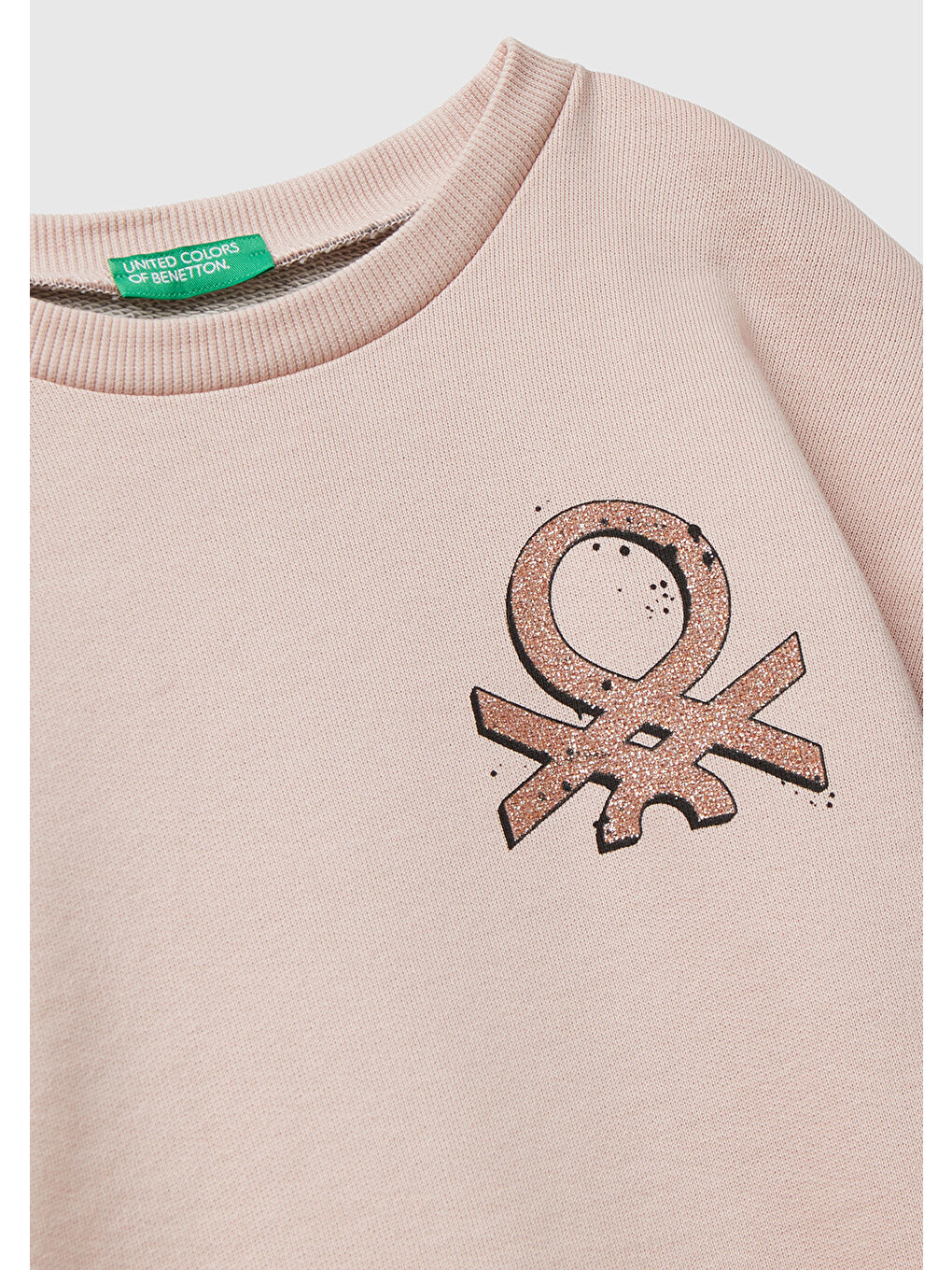 Kız Çocuk Siyah-Gri Mix Parıltılı Logo Baskılı Ribanalı Bisiklet Yaka Sweatshirt-2