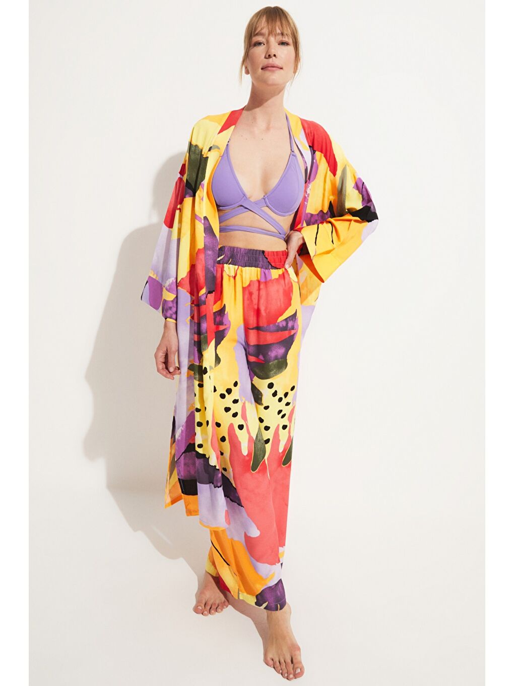 Fuşya Desenli Kimono Takım-4