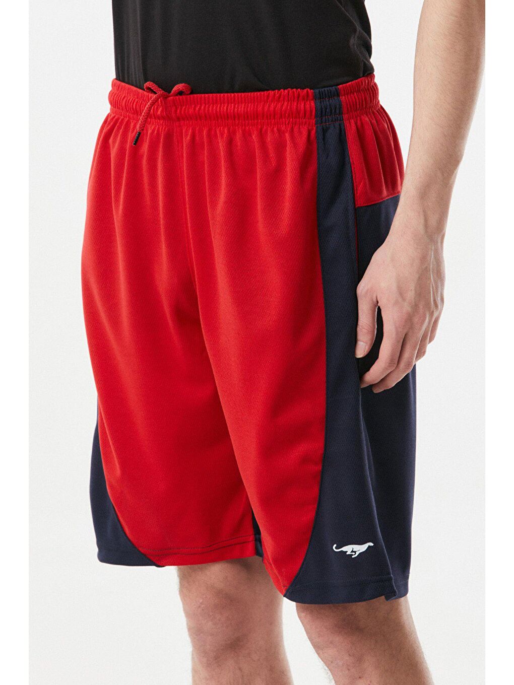 Kırmızı Renk Bloklu Beli Bağlamalı Şort-3