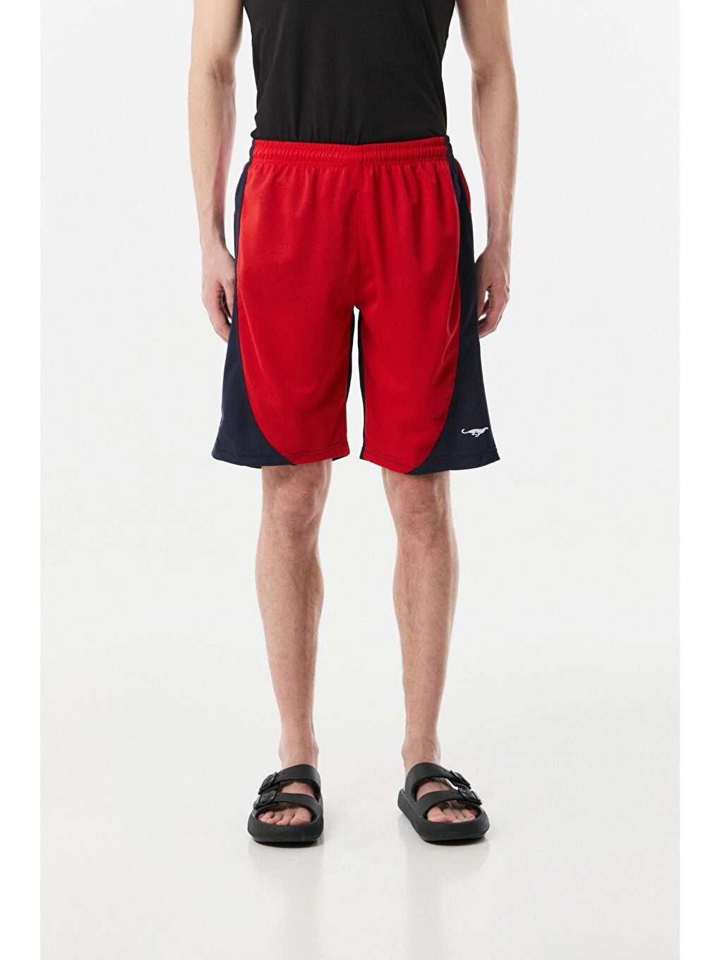 Kırmızı Renk Bloklu Beli Bağlamalı Şort-4