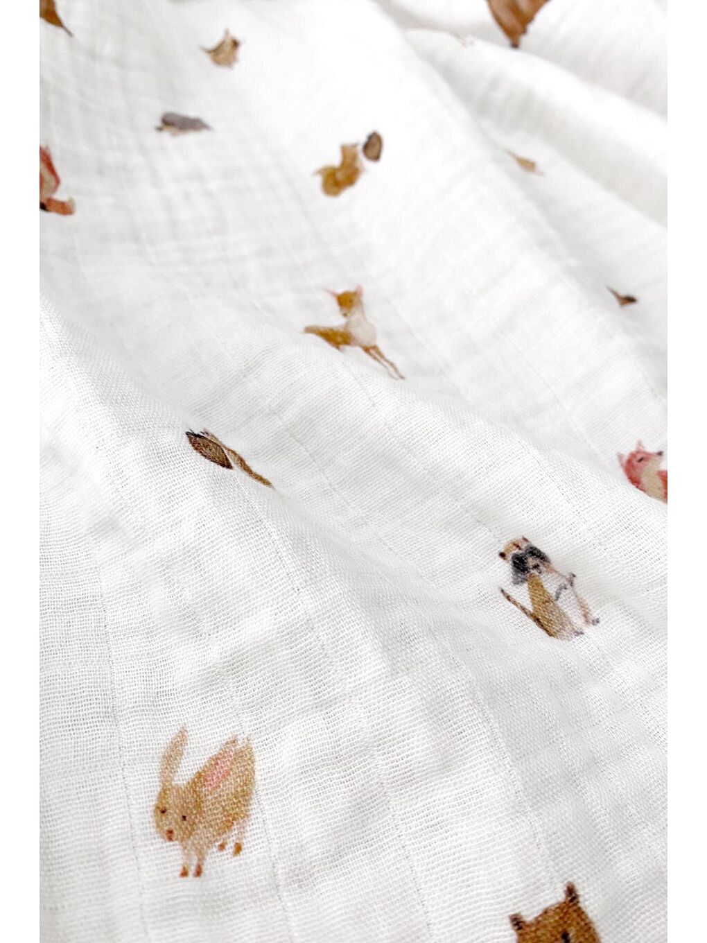 Casadora Baby Beyaz Forest Amigos %100 Pamuk Müslin Örtü - 115x115 cm