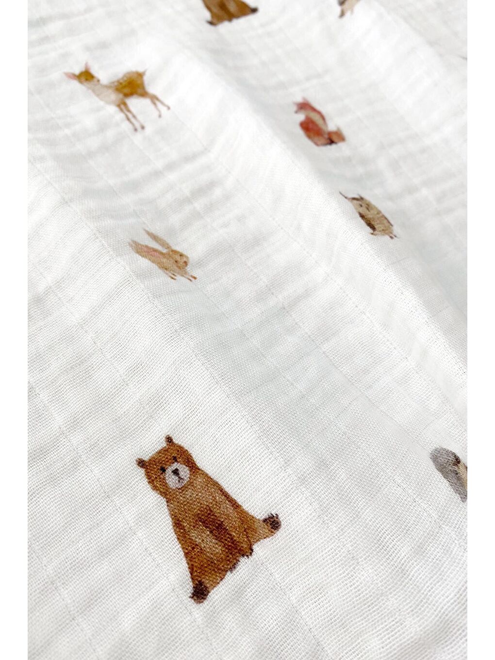 Casadora Baby Beyaz Forest Amigos %100 Pamuk Müslin Örtü - 115x115 cm - 1