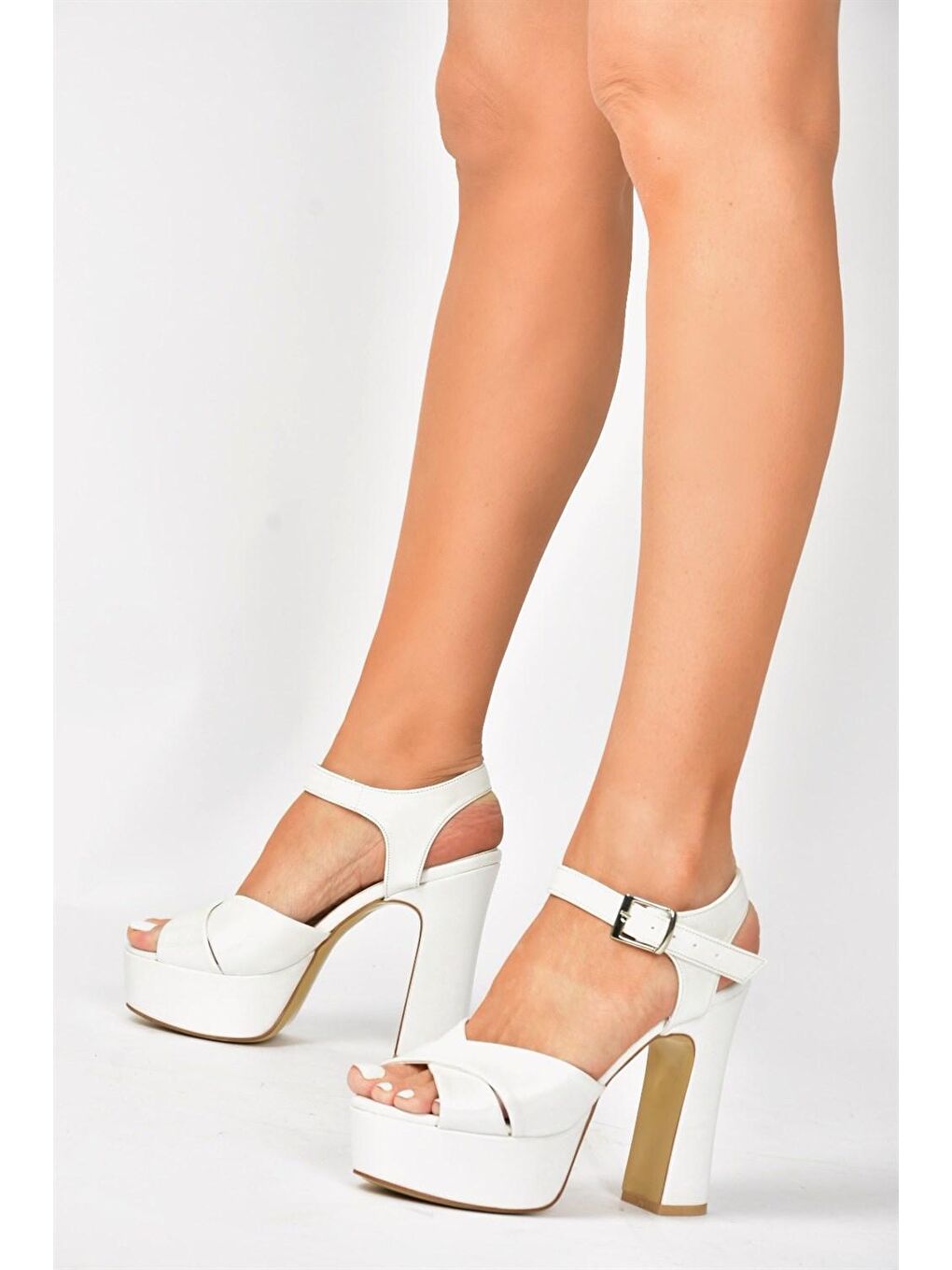 Ekru Sedef Platform Topuklu Kadın Abiye Ayakkabı M348202409-4