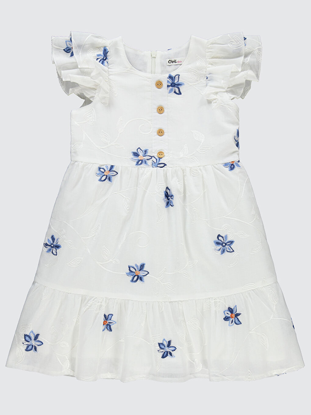 Kız Çocuk Elbise 6-9 Yaş Ekru