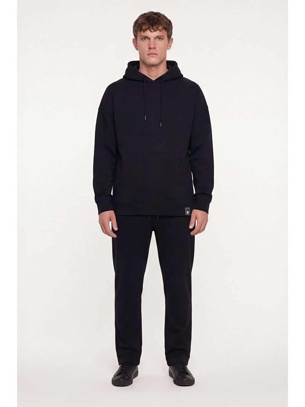Giotelli Siyah Regular Fit Pamuk Karışımlı Kapüşonlu Erkek Eşofman Takımı-1