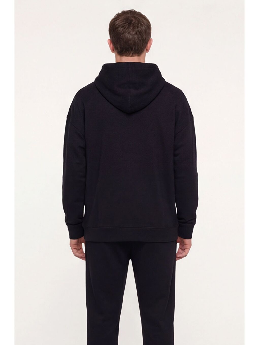 Giotelli Siyah Regular Fit Pamuk Karışımlı Kapüşonlu Erkek Eşofman Takımı-3