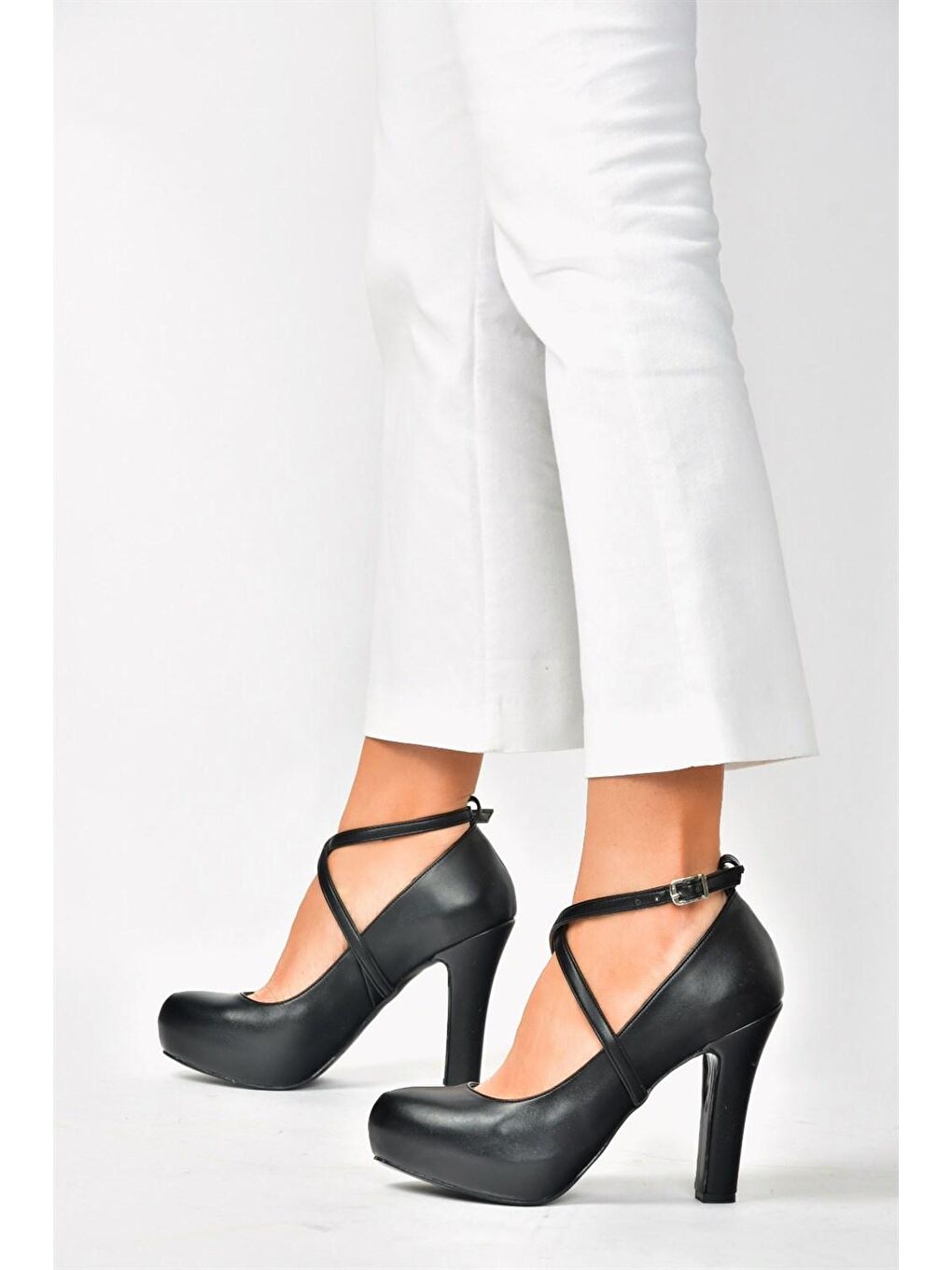 Siyah/Platin Platform Topuklu Kadın Ayakkabı M348007609-2