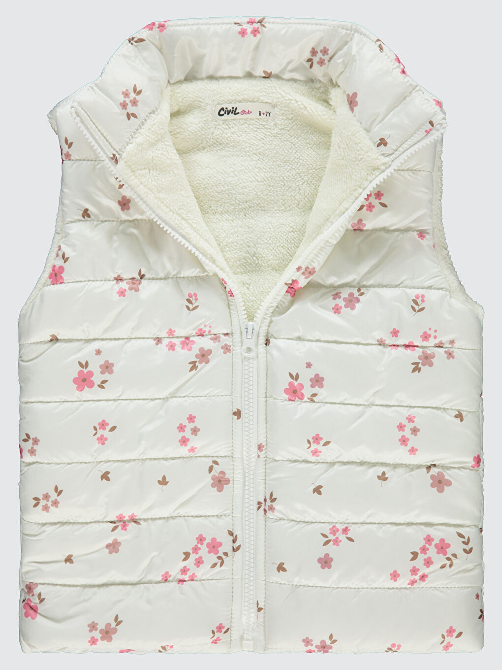 Beyaz Kız Çocuk Yelek 6-9 Yaş Tebeşir-1