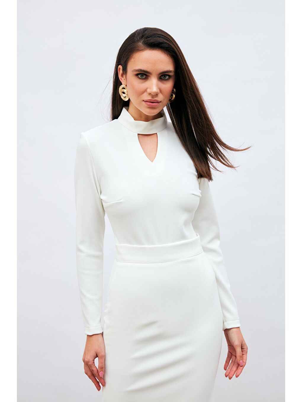 Sırt Detaylı Bodysuit Bluz - Ekru-1