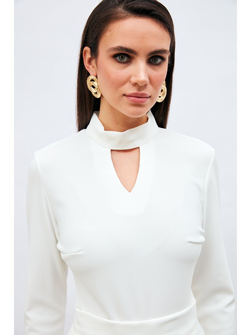 Sırt Detaylı Bodysuit Bluz - Ekru-2