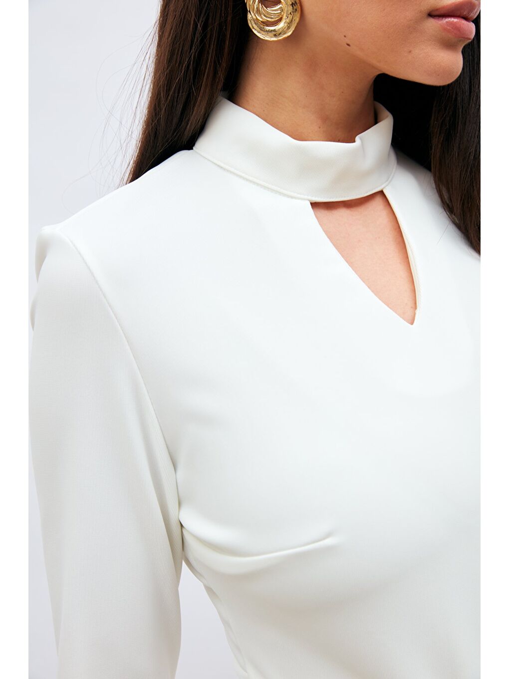 Sırt Detaylı Bodysuit Bluz - Ekru-3