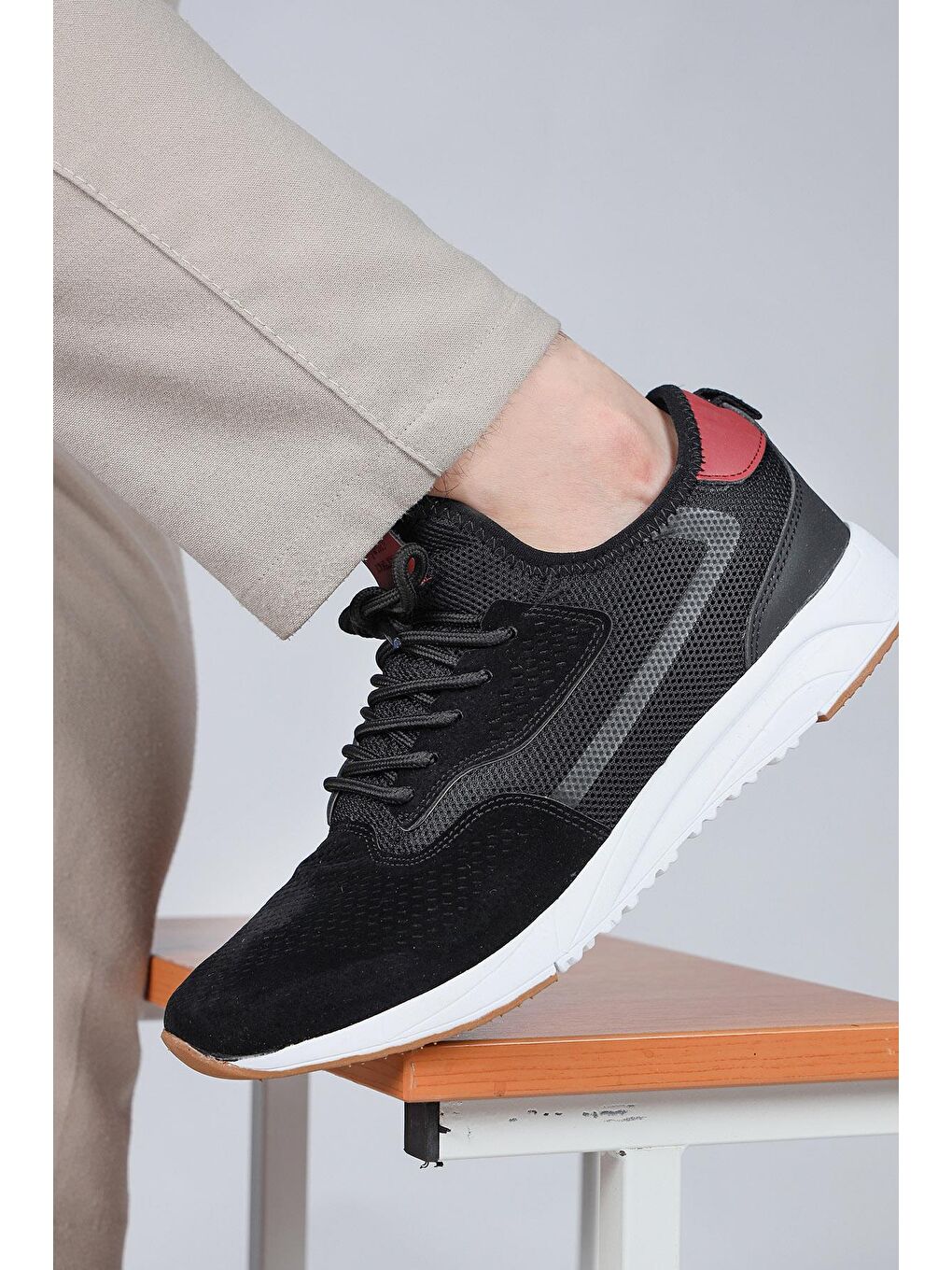 24670 Siyah - Bordo Erkek Sneaker Günlük Spor Ayakkabı-3