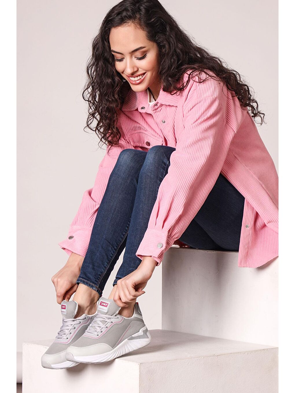 27346 Gri - Pembe Kadın Sneaker Günlük Spor Ayakkabı-2