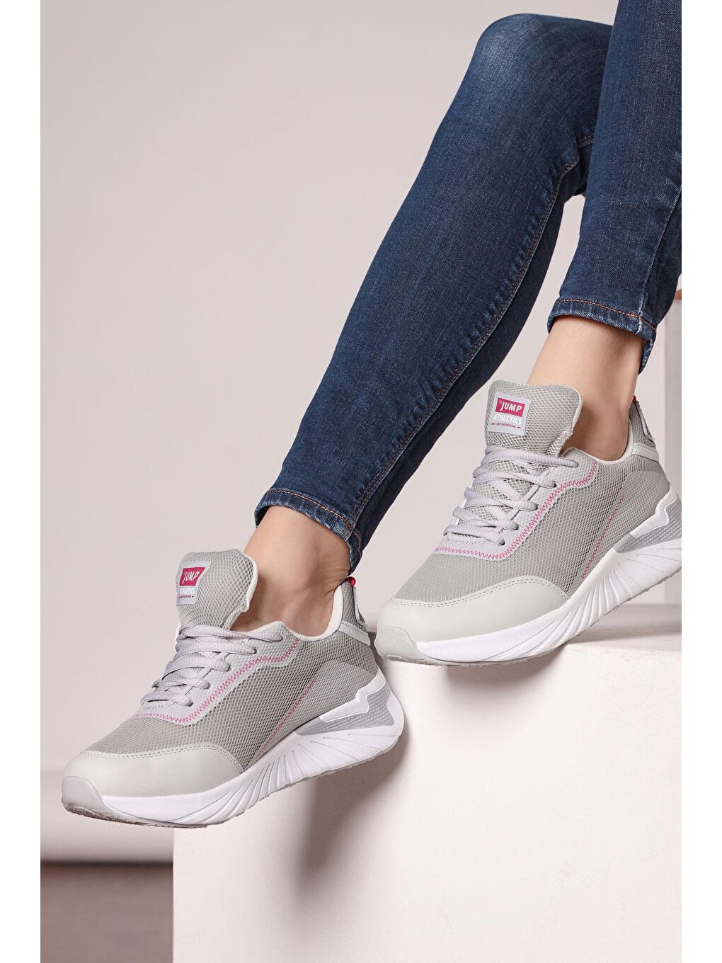 27346 Gri - Pembe Kadın Sneaker Günlük Spor Ayakkabı-3