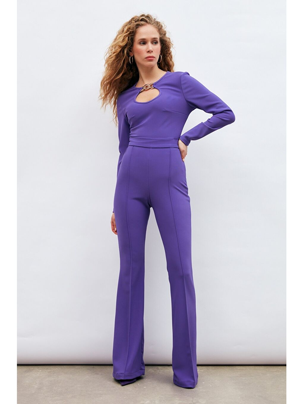 Zincir Detaylı Bluz - Mor-1