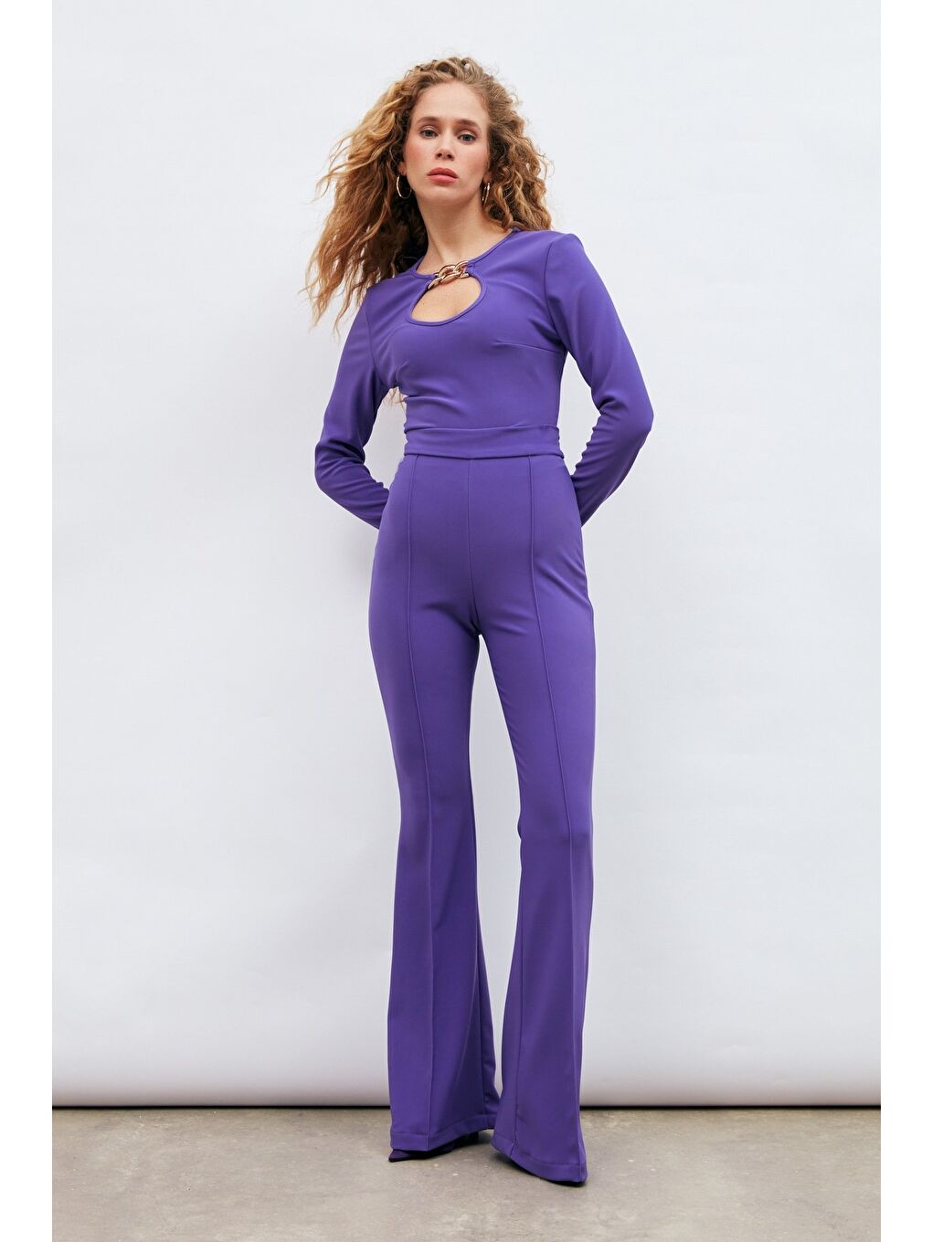 Zincir Detaylı Bluz - Mor-5