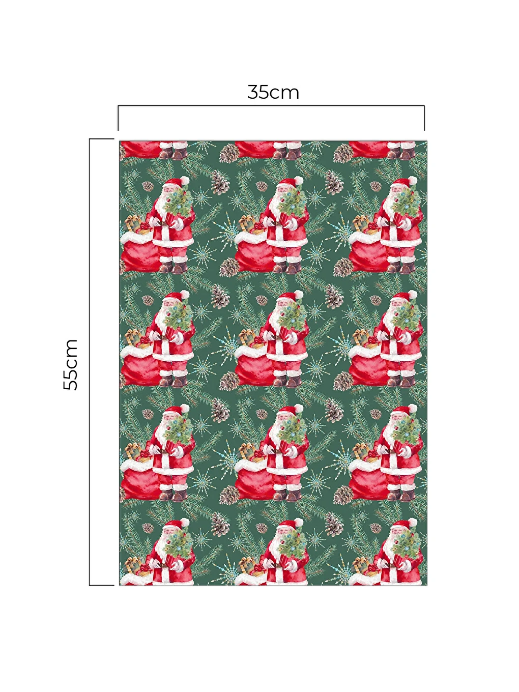Yılbaşı Temalı Noel Baba Çam Hediye Detaylı Dekoratif Mutfak Fırın Kurulama Bezi Yeşil - 35x55cm-1