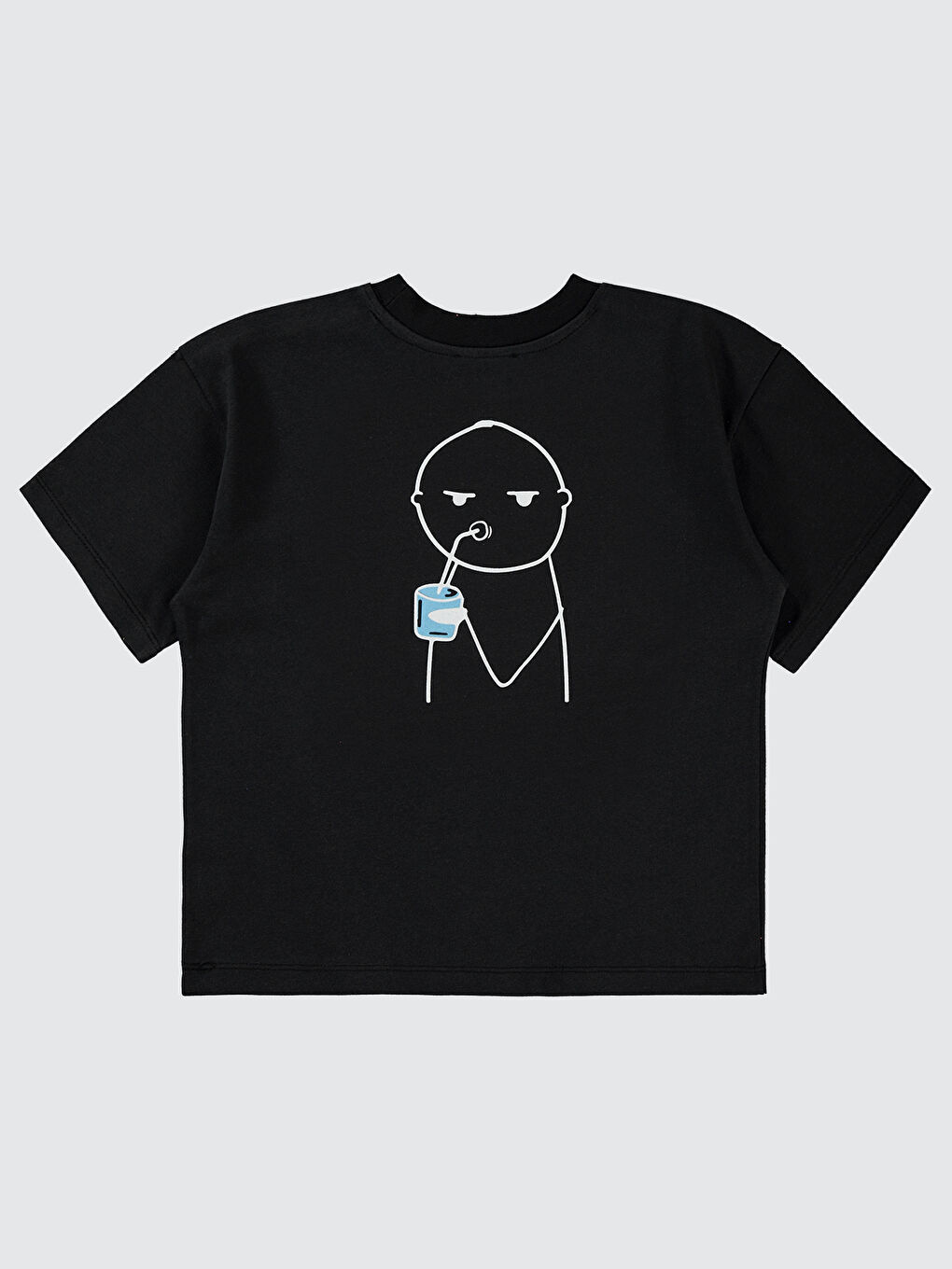 Mivil Oversize Çocuk Tişört 6-9 Yaş Siyah-1