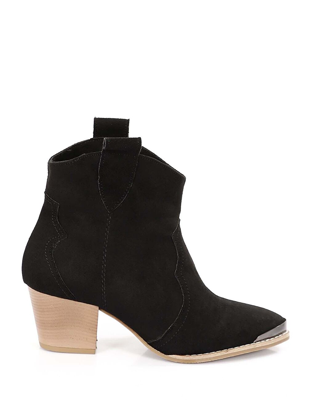 Siyah Sivri Burun Topuklu Western Kovboy Kadın Günlük Bot 32133-3