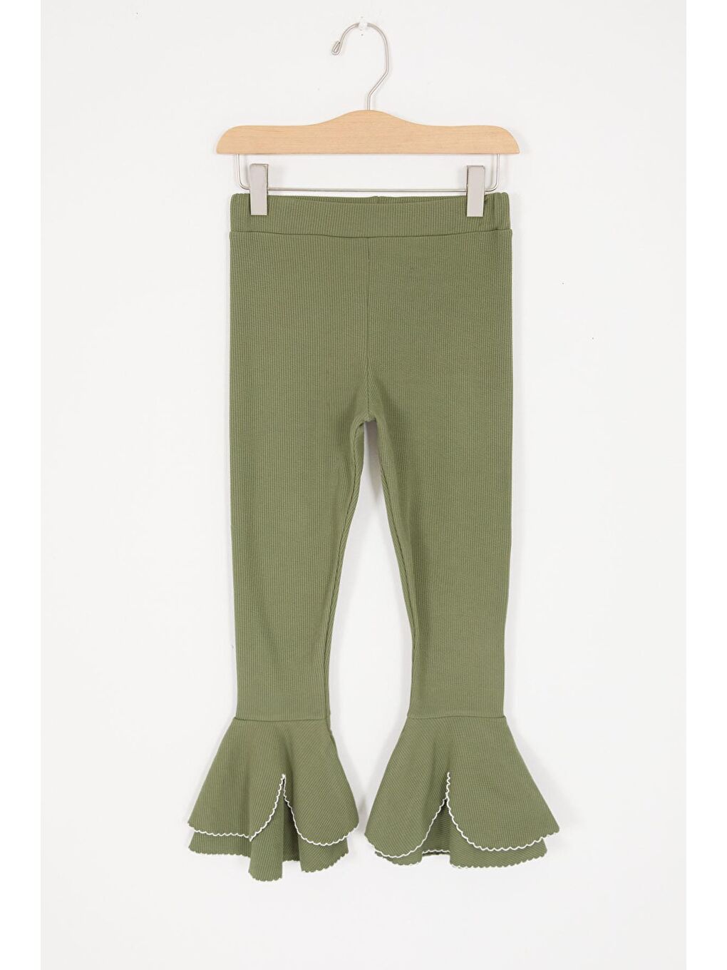 Kız Çocuk Volanlı Haki İspanyol Paça Tayt 16988