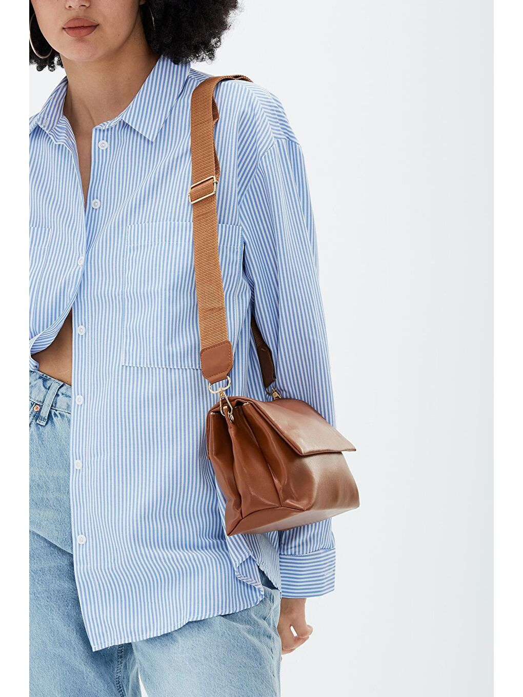 Kahverengi Kolon Askılı Çift Gözlü Kadın Çanta-1