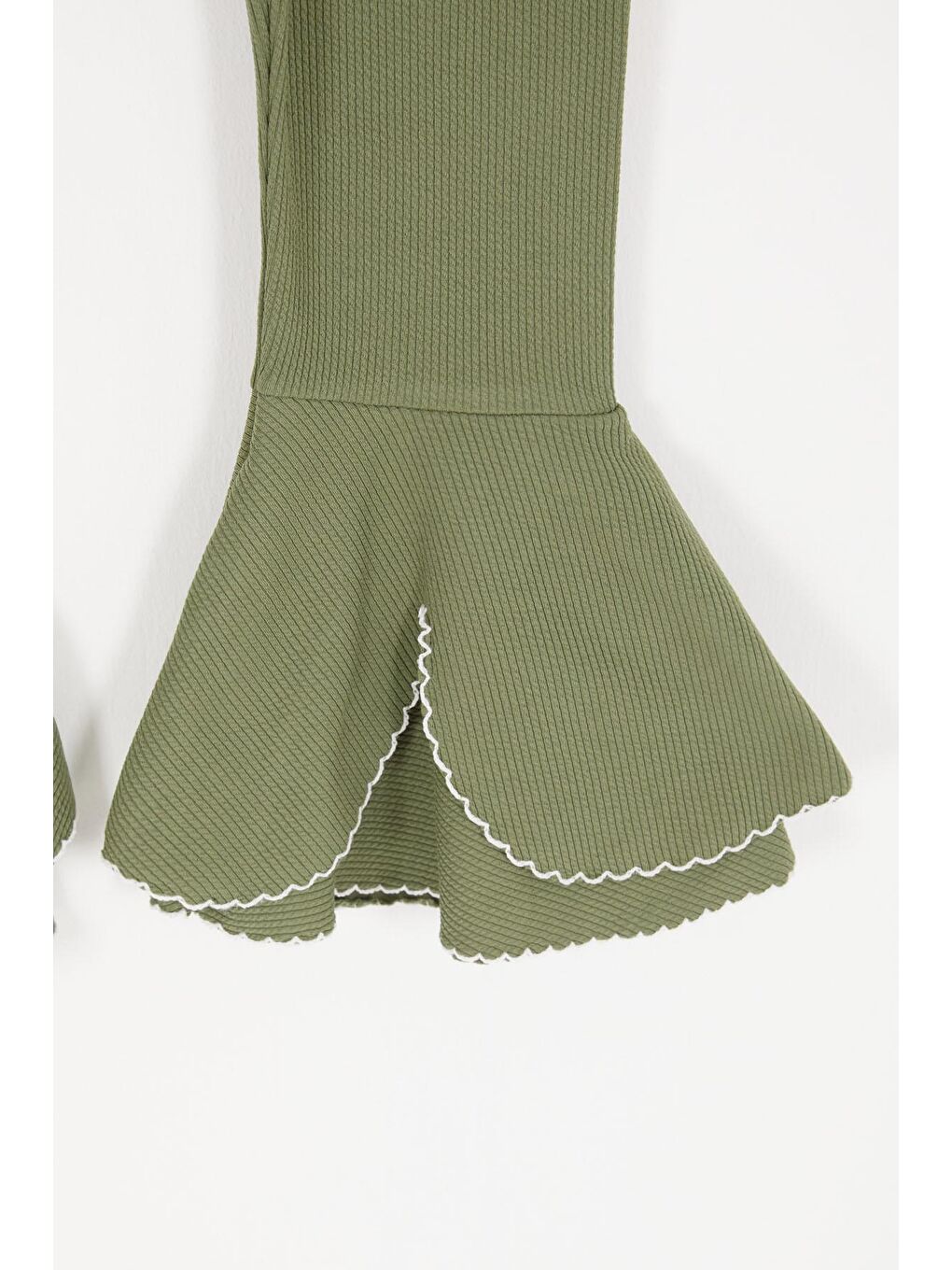 Kız Çocuk Volanlı Haki İspanyol Paça Tayt 16988-2