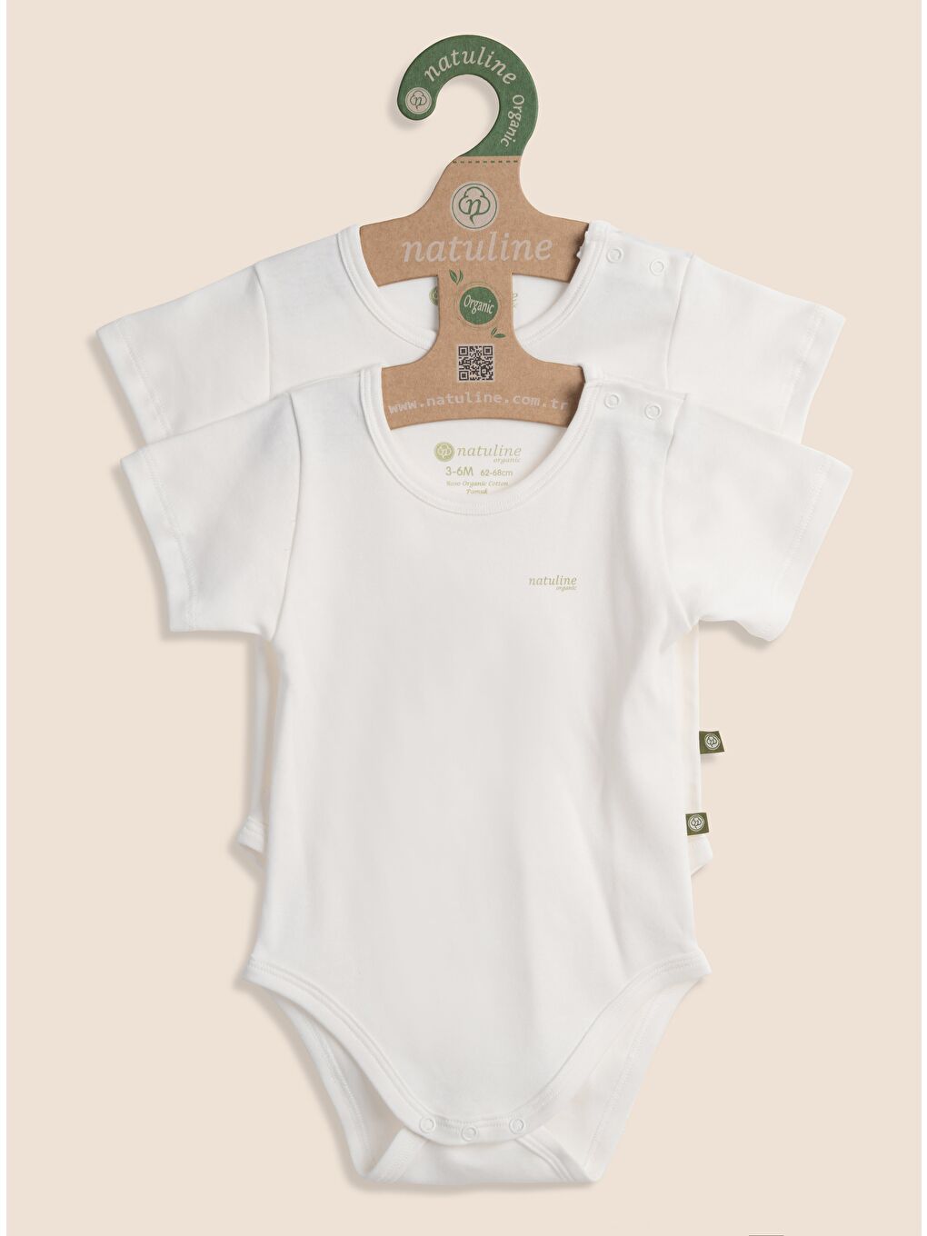 Beyaz Bebek Body Organik Pamuk Kısa Kol Basic Nature Zıbın 2'li paket