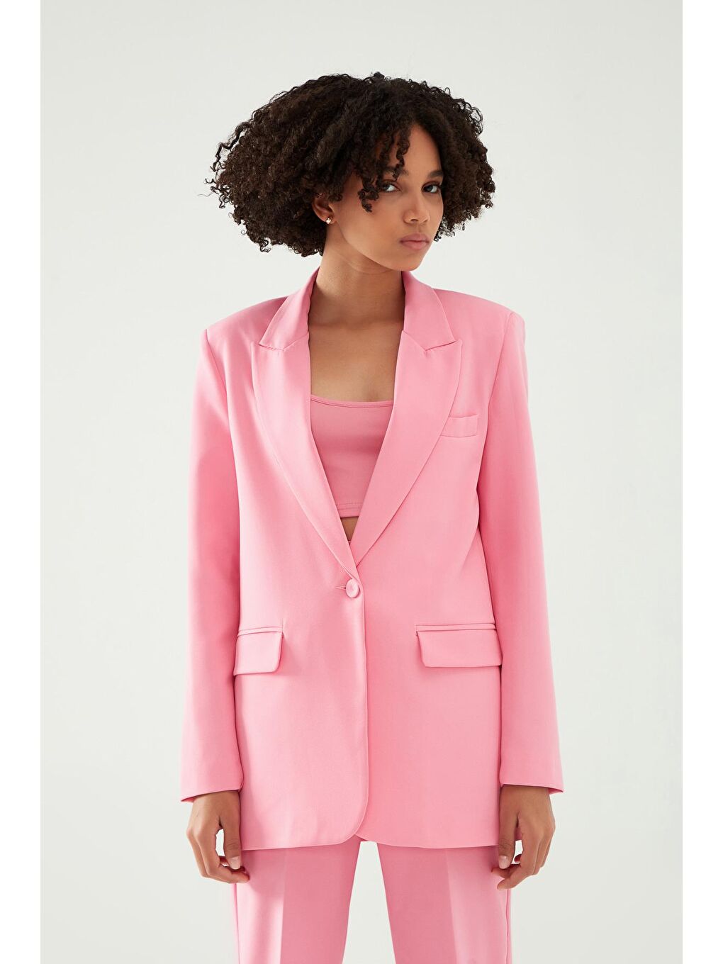 QUZU Blazer Ceket Şeker Pembe