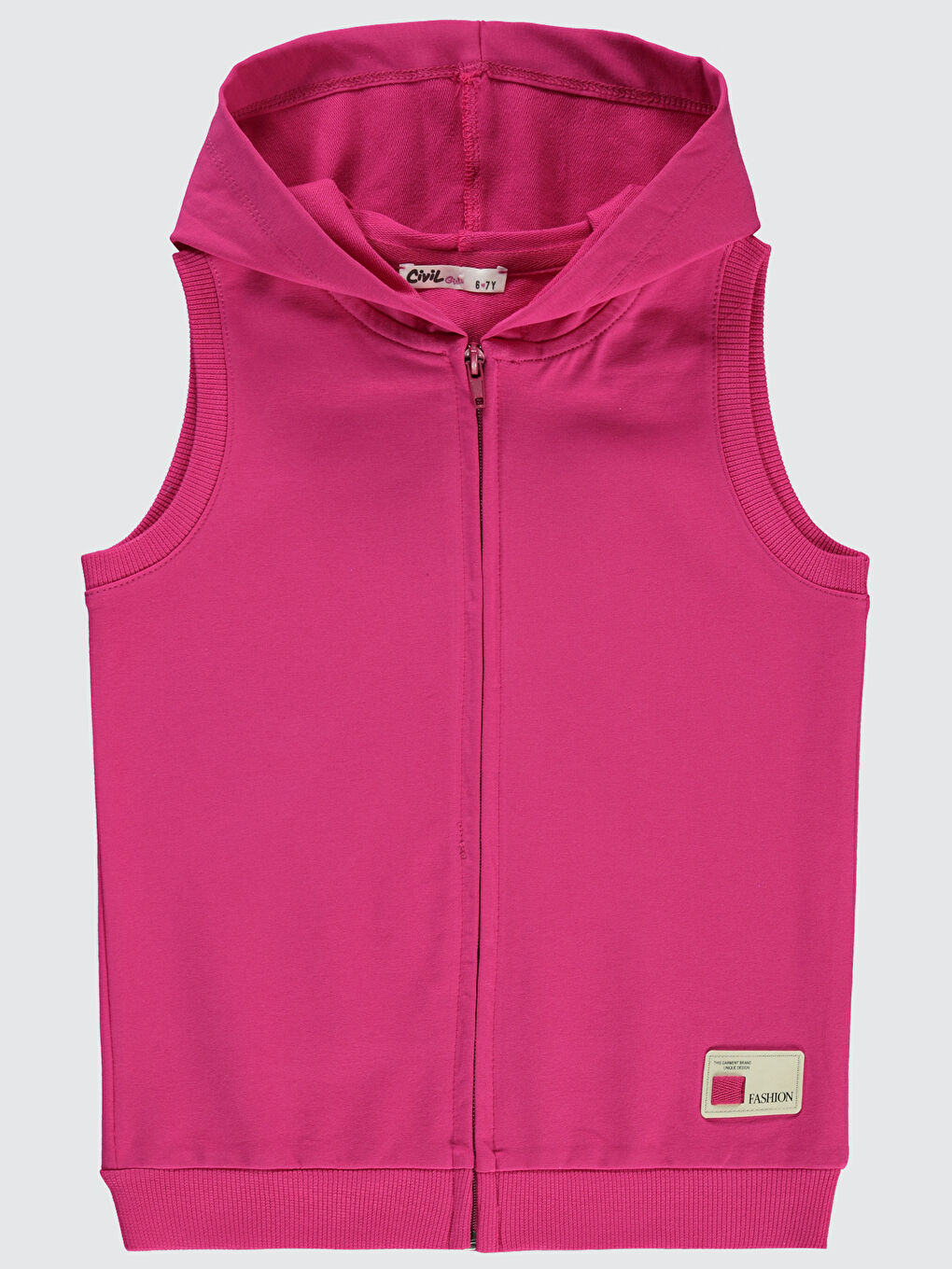Kız Çocuk Kapüşonlu Yelek 6 9 Yaş Koyu Fuşya