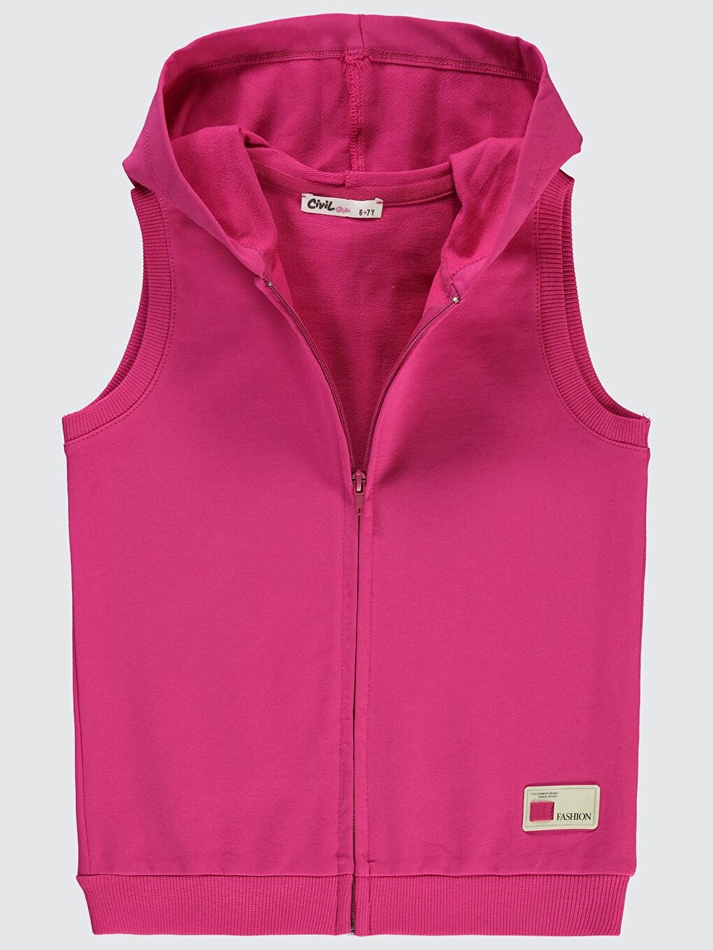 Kız Çocuk Kapüşonlu Yelek 6 9 Yaş Koyu Fuşya-1
