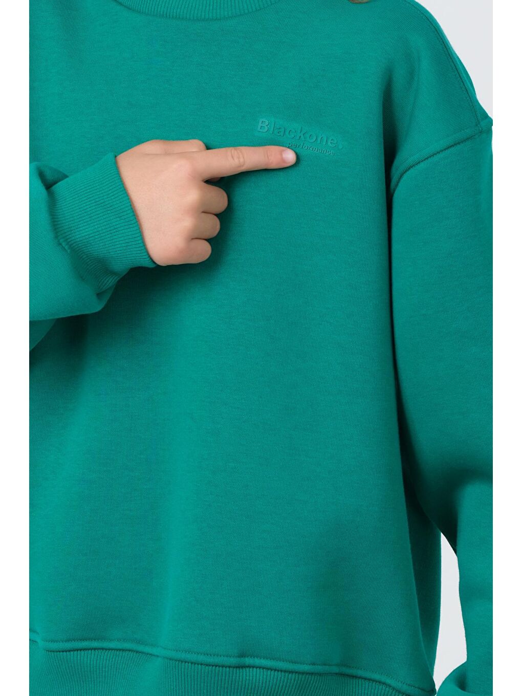 Yeşil Bisiklet Yaka Baskı Detaylı Şardonlu Erkek Çocuk Eşofman Takımı-3