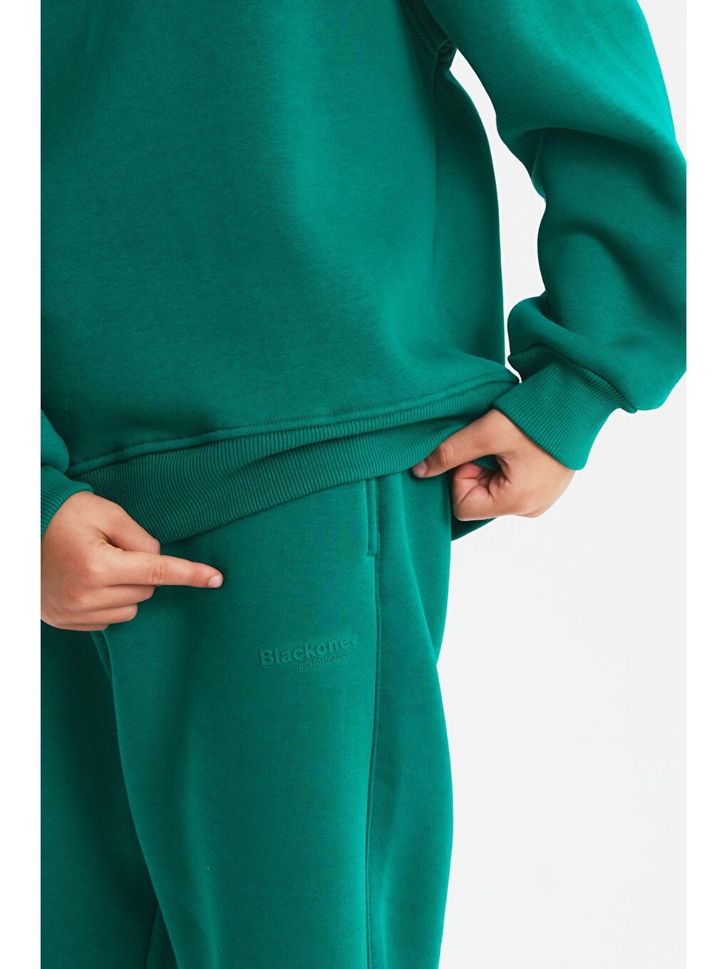 Yeşil Bisiklet Yaka Baskı Detaylı Şardonlu Erkek Çocuk Eşofman Takımı-4