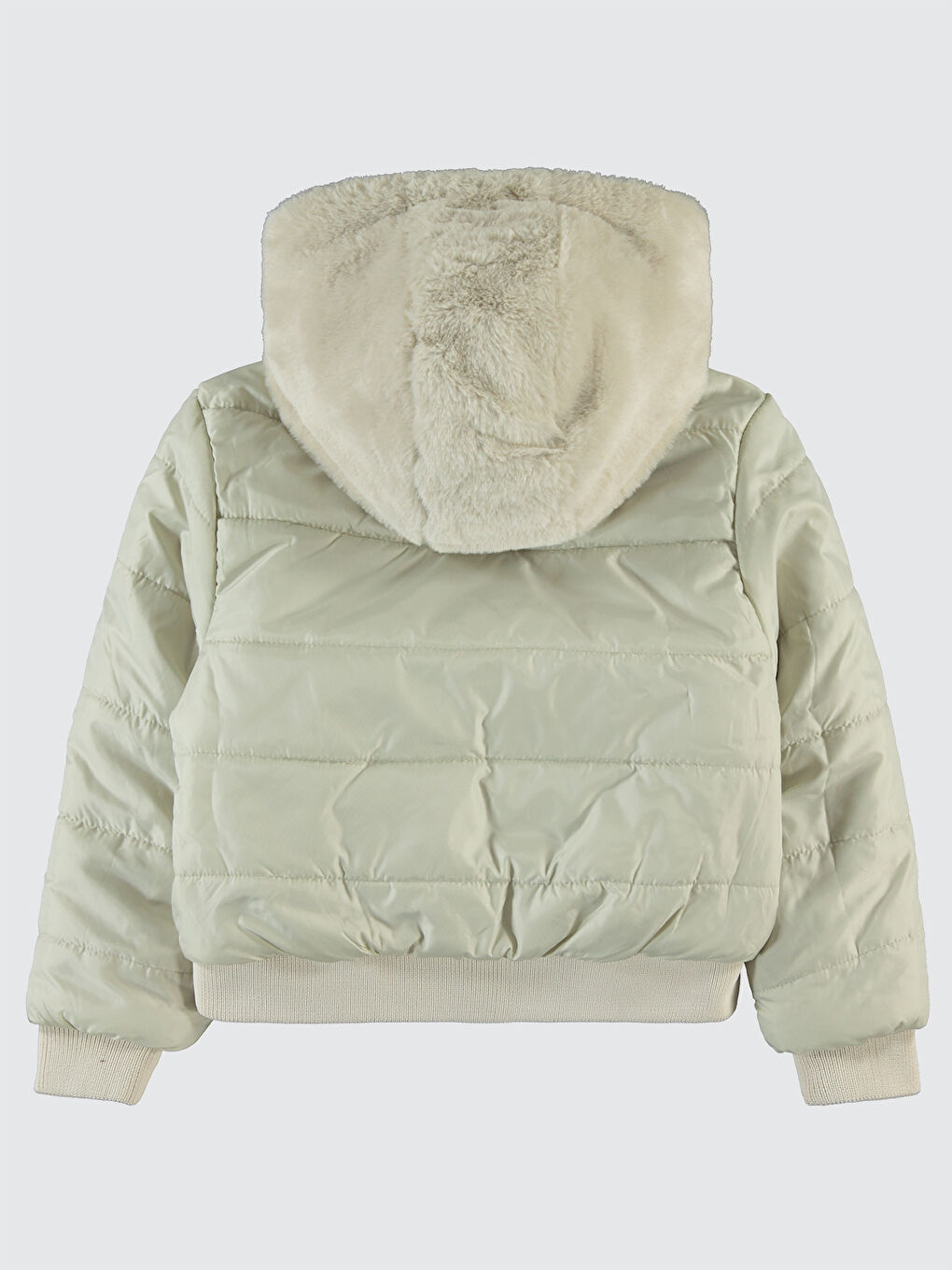 Kız Çocuk Kapüşonlu Mont 10 13 Yaş Bej-3