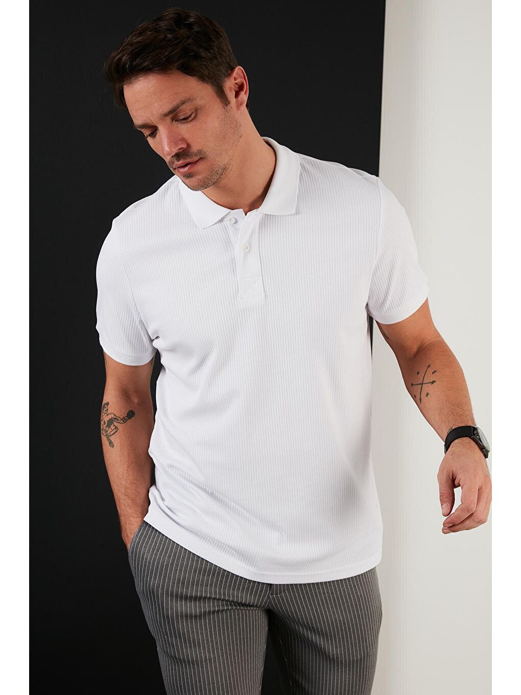 Buratti Beyaz Pamuklu Slim Fit Düğmeli Polo T Shirt 5902281