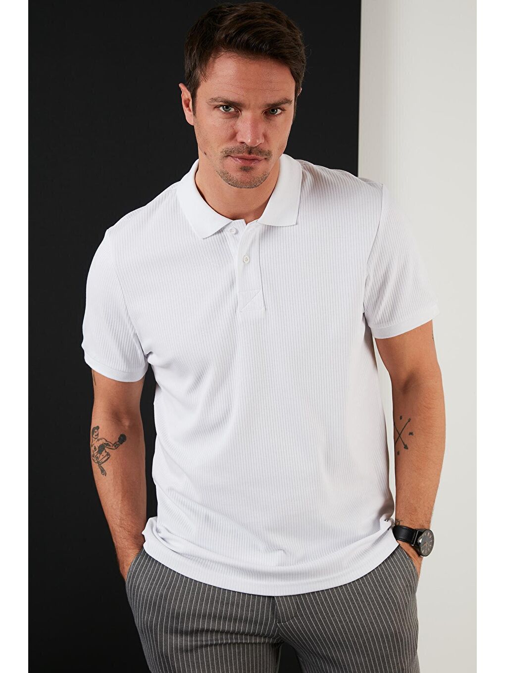 Buratti Beyaz Pamuklu Slim Fit Düğmeli Polo T Shirt 5902281 - 1