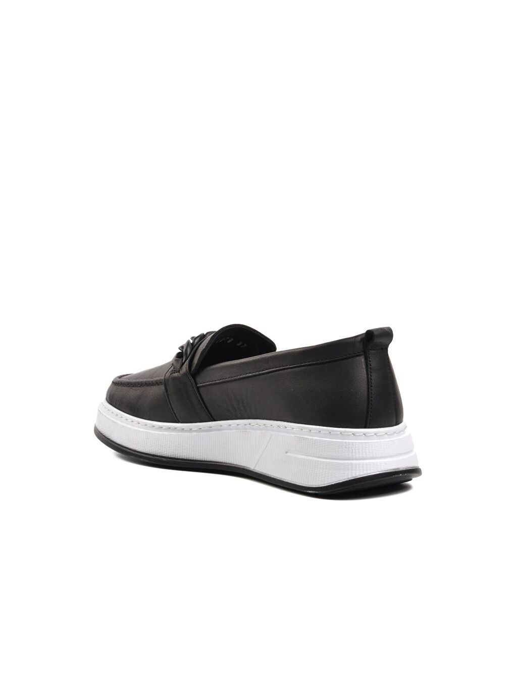 Forex 1076 Siyah Hakiki Deri Kadın Loafer Ayakkabı-3