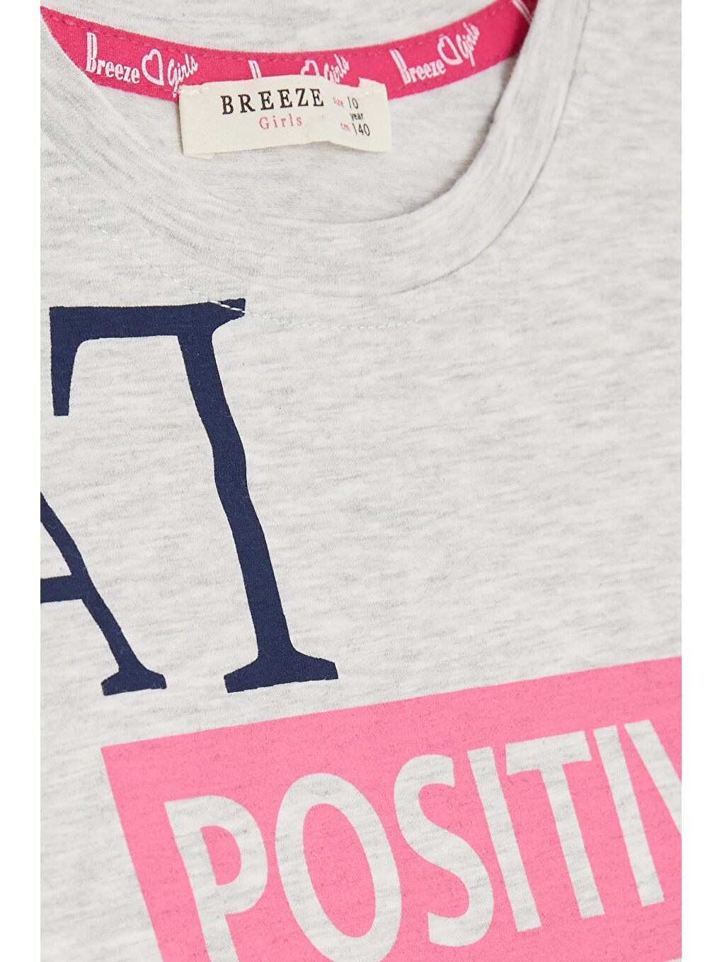 Kız Çocuk Kapri Taytlı Crop Takım Yazı Baskılı Açık Gri Melanj (9-14 Yaş)-4