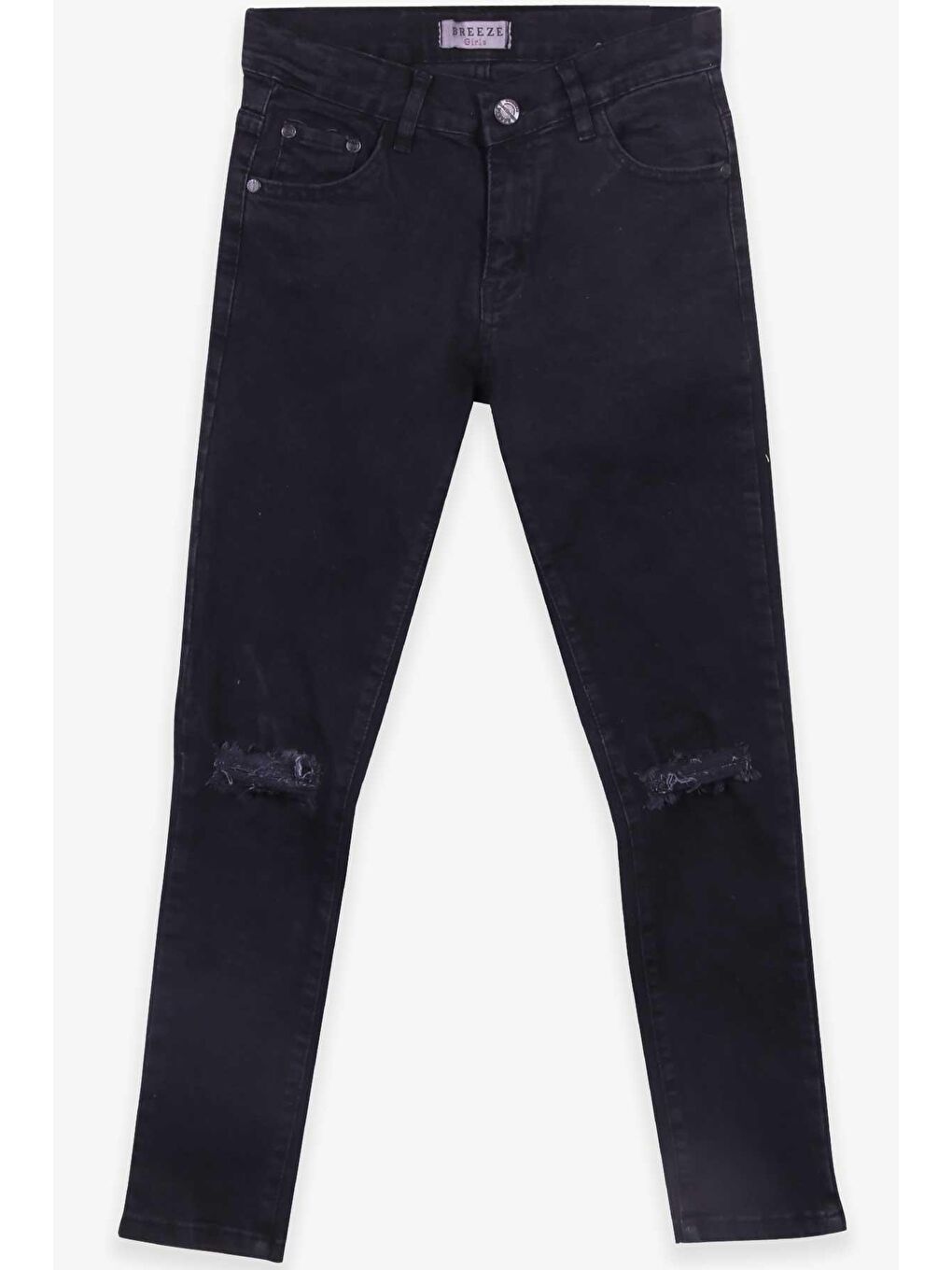 Kız Çocuk Jean Pantolon Yırtık Detaylı Siyah (4-14 Yaş)