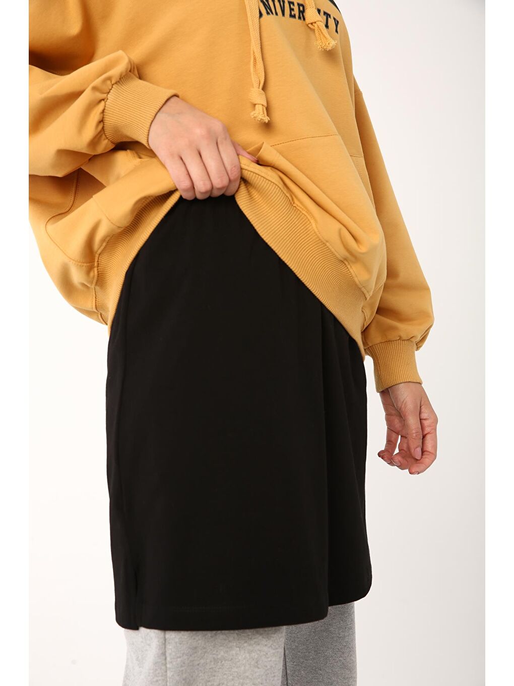 Siyah-Pamuklu Penye İçlik Etek-5