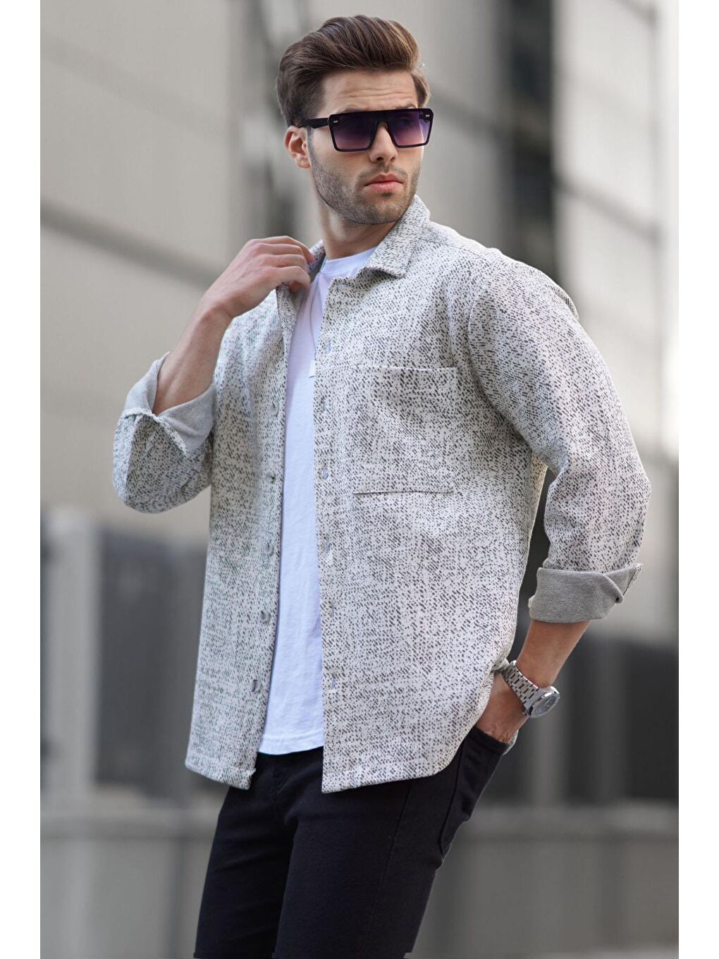 Gri Ekoseli Regular Fit Erkek Gömlek 6717