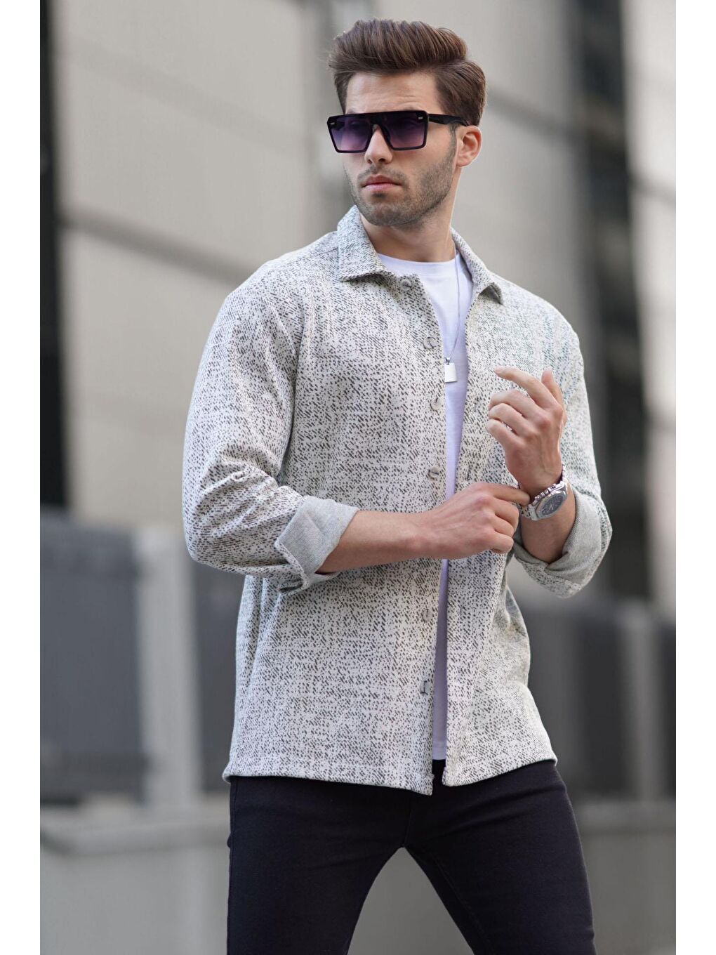 Gri Ekoseli Regular Fit Erkek Gömlek 6717-1