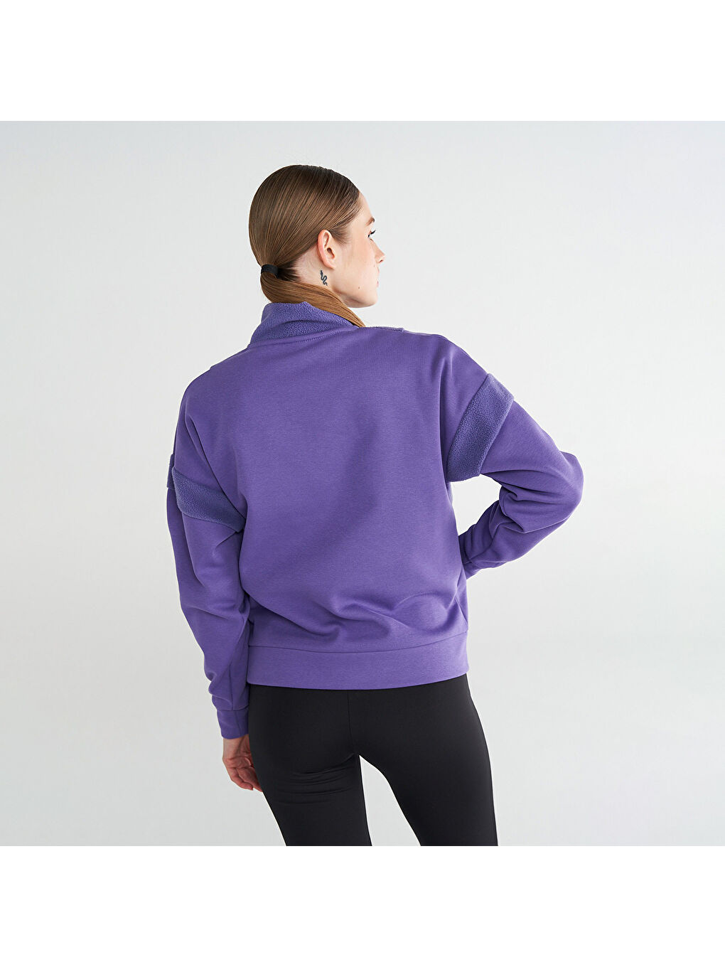 Adur Kadın Mor Dik Yaka Sweatshirt-1