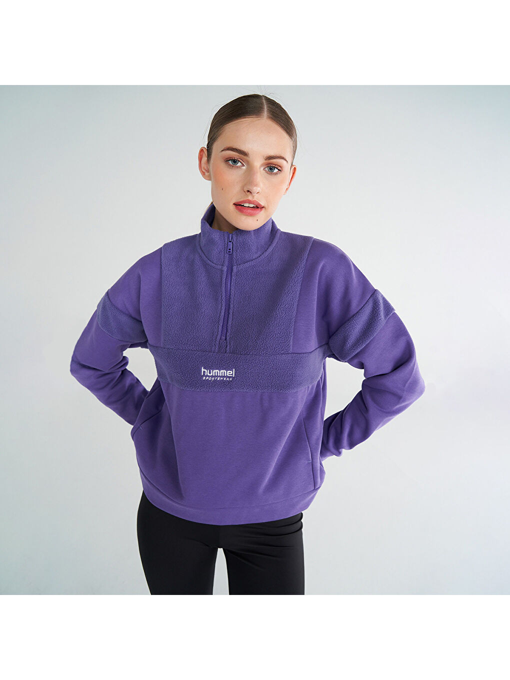 Adur Kadın Mor Dik Yaka Sweatshirt-2