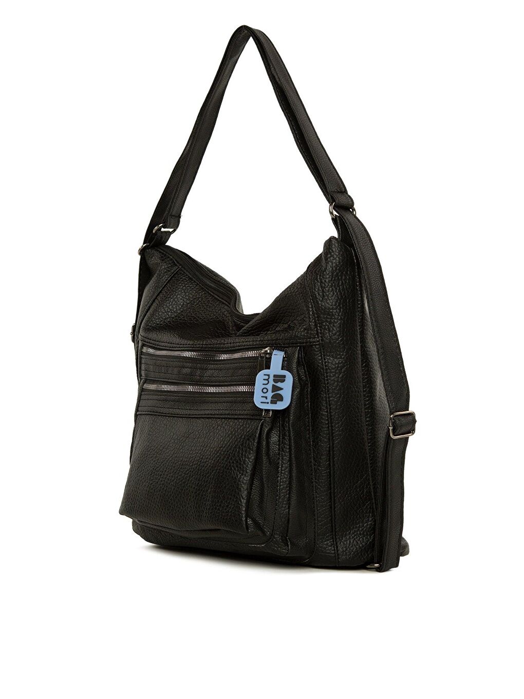 Siyah Önü Çift Fermuarlı Salaş Çanta-1