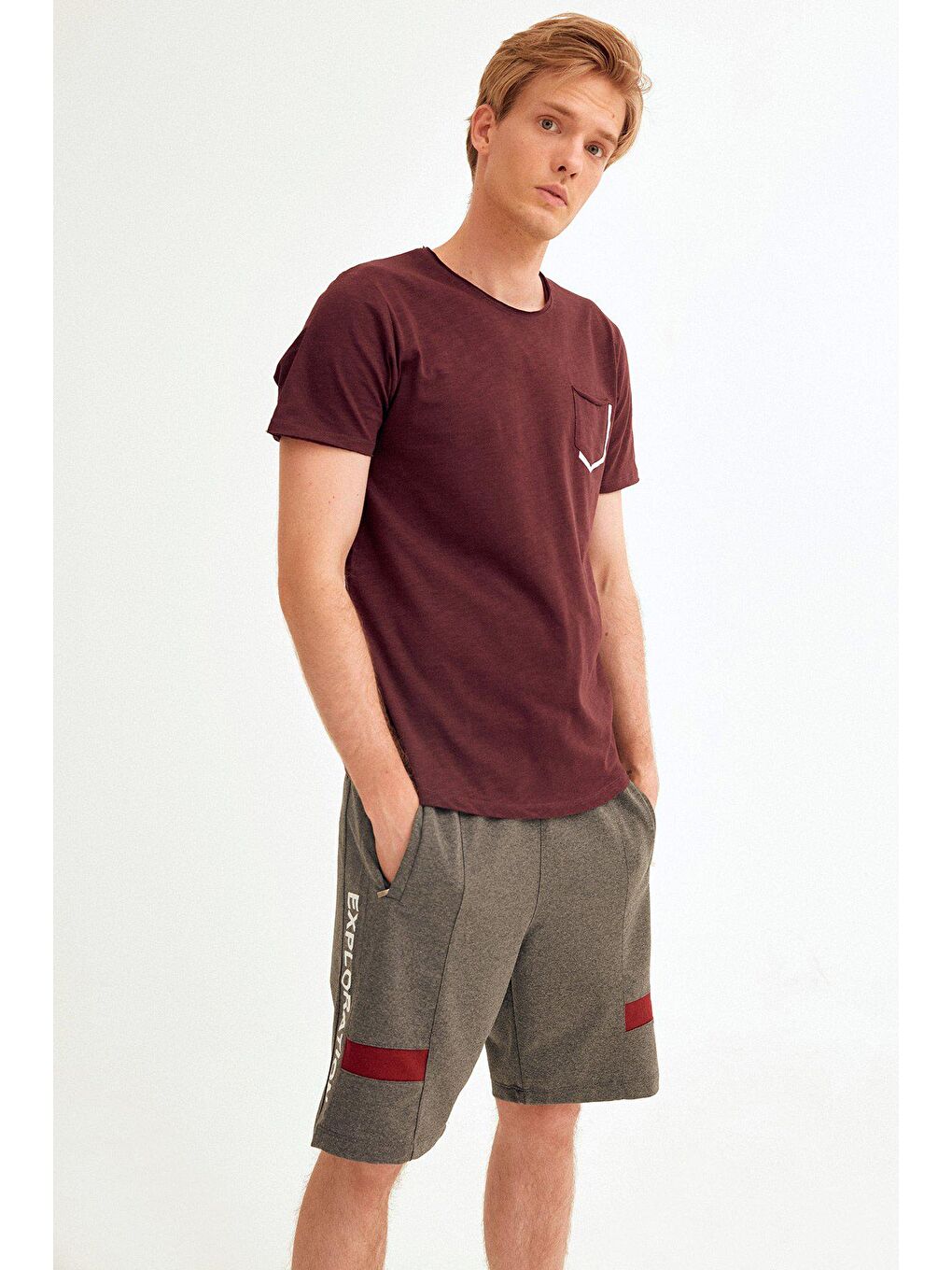 Antrasit Cebi Fermuarlı Baskılı Şort