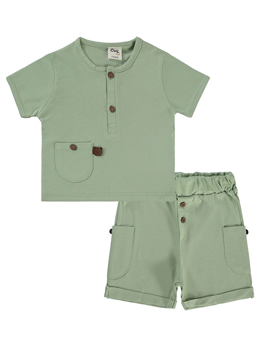 Baby Erkek Bebek Şortlu Takım 6-18 Ay Çağla Yeşili