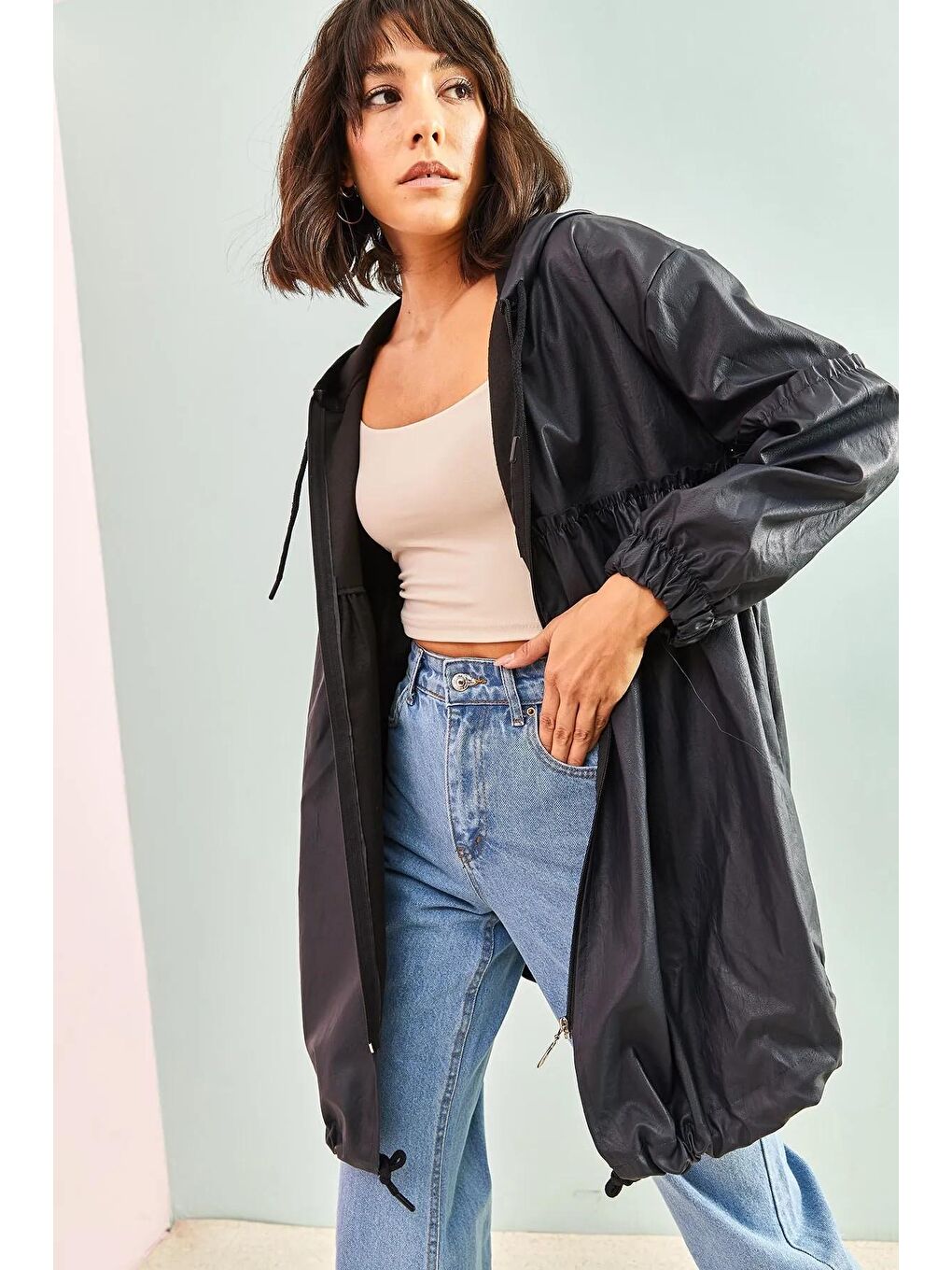 Siyah Kadın Deri Ceket-1