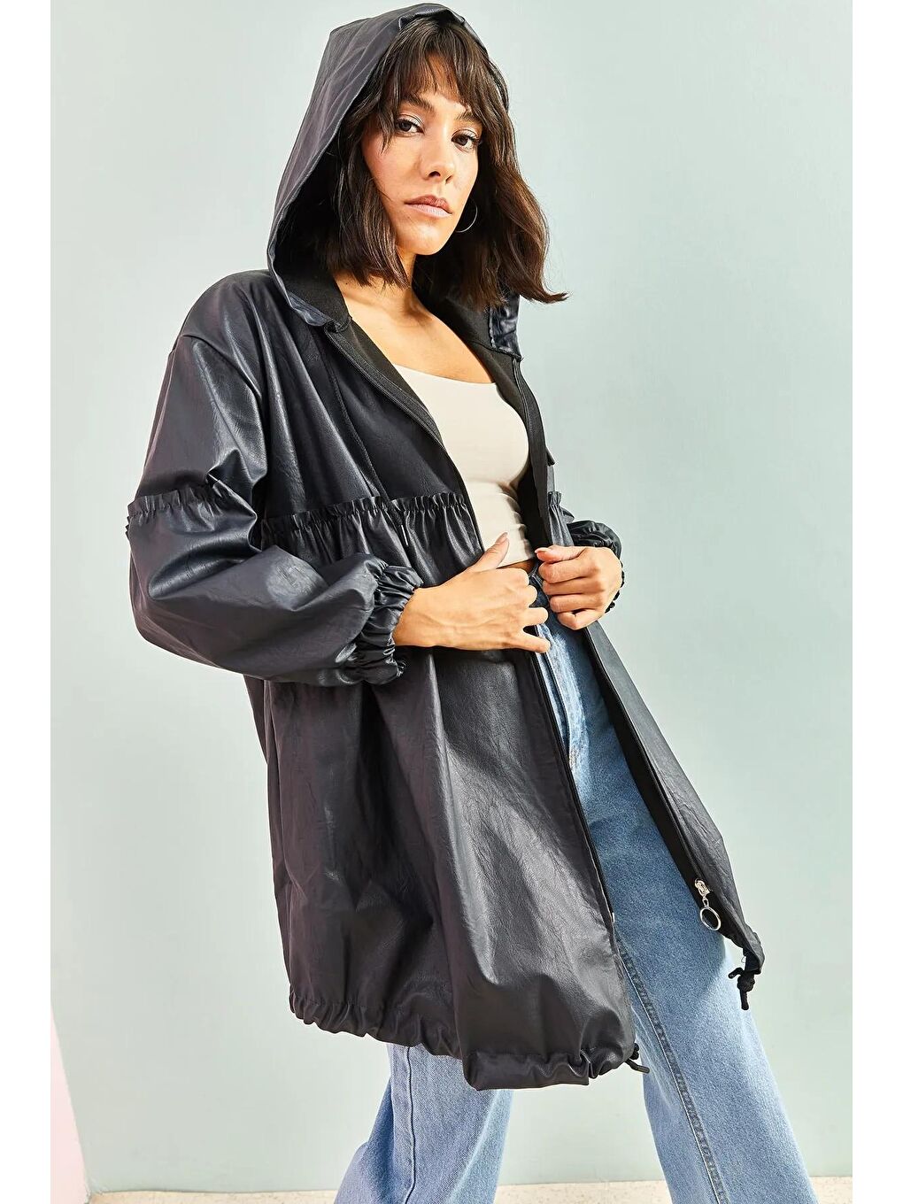 Siyah Kadın Deri Ceket-2